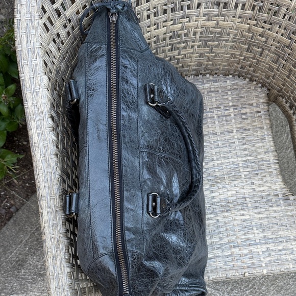 🔥RARE XL🔥Balenciaga City Tote Extra Large 50cm Black Gunmetal Crinkled Leather - Picture 11 of 17